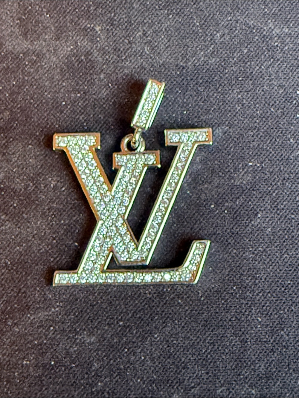 Monogram Silver Tone & Rhinestone Pendant